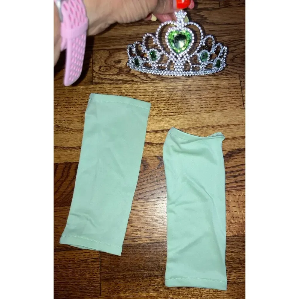 Princess And The Frog Tiana Halloween Costume Dress + Crown, Sleeves. 2-3 Yrs
